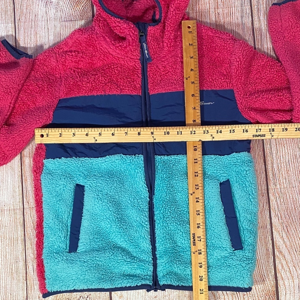 Eddie Bauer Kids Sherpa Fleece Jacket Medium 10–12 Colorblock Full Zip - Picture 6 of 7